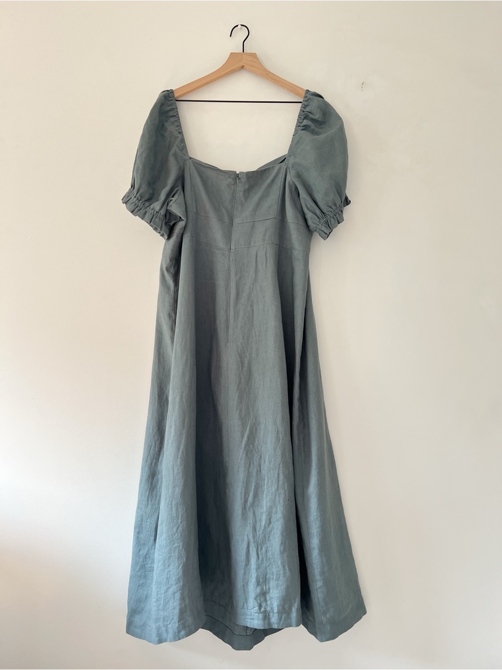 Boden linen sweetheart neck midi dress puff sleeve prairie cottagecore 16 - Picture 6 of 13